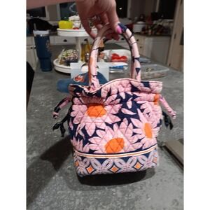 Vera Bradley FLORAL PINK Tote Shoulder Bag Top Zip Flowers Zipper On Both Sides